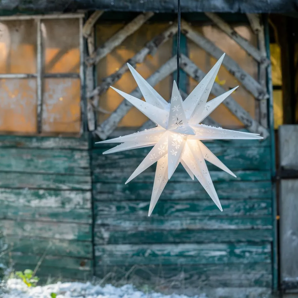 Sneeuwvlokken-ster buiten, 18-punten, bedrukt