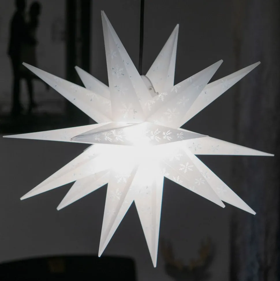 Sneeuwvlokken-ster buiten, 18-punten, bedrukt
