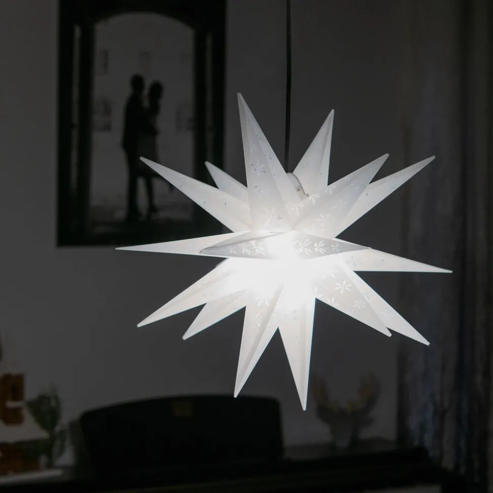 Sneeuwvlokken-ster buiten, 18-punten, bedrukt