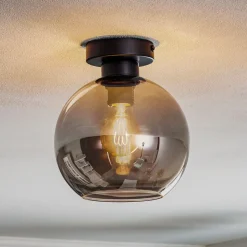 Sofia plafondlamp met rookgrijze glazen kap