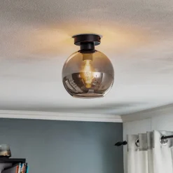 Sofia plafondlamp met rookgrijze glazen kap