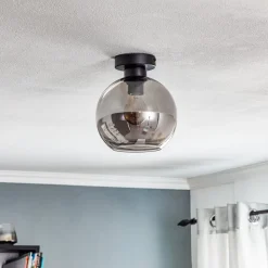 Sofia plafondlamp met rookgrijze glazen kap