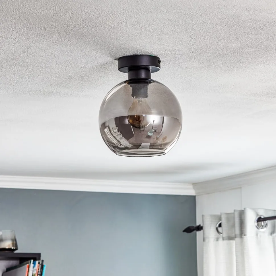 Sofia plafondlamp met rookgrijze glazen kap