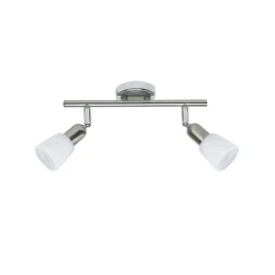 Sofia plafondspot, ijzer/chroom/wit, lengte 33 cm, 2-lamps.