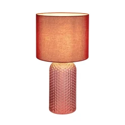 Sofia tafellamp, rood, hoogte 50 cm, stof/glas