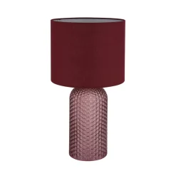 Sofia tafellamp, rood, hoogte 50 cm, stof/glas