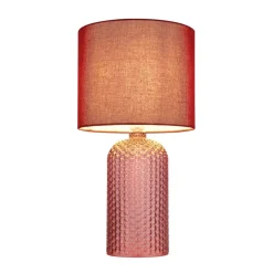 Sofia tafellamp, rood, hoogte 50 cm, stof/glas