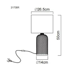 Sofia tafellamp, rood, hoogte 50 cm, stof/glas