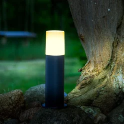 Sokkellamp Aberdeen, hoogte 35 cm, antraciet, roestvrij staal