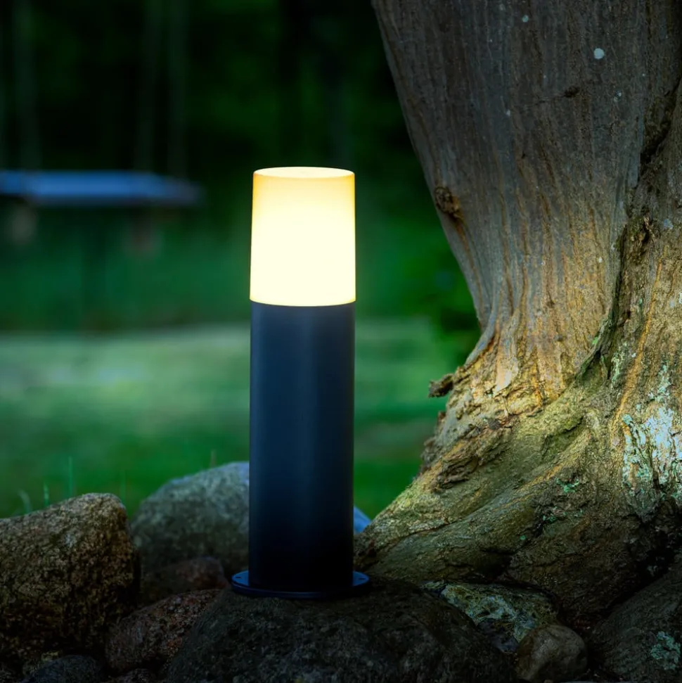 Sokkellamp Aberdeen, hoogte 35 cm, antraciet, roestvrij staal