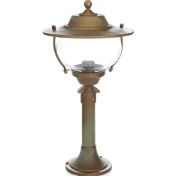 Sokkellamp Adessora, messing, glas, hoogte 48 cm