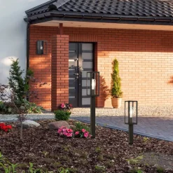 Sokkellamp box van roestvrij staal, zwart