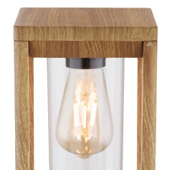 Sokkellamp Candela in houtoptiek, hoogte 50 cm