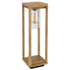 Sokkellamp Candela in houtoptiek, hoogte 50 cm