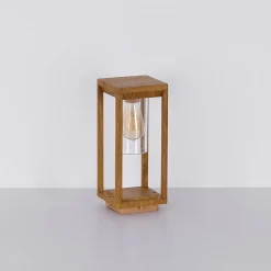 Sokkellamp Candela in houtoptiek, hoogte 35cm