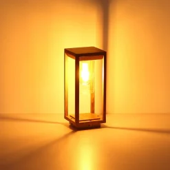 Sokkellamp Candela in houtoptiek, hoogte 35cm