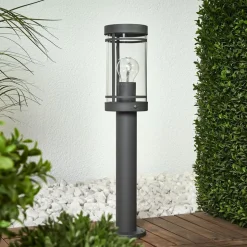 Sokkellamp Djori, 50 cm, antraciet, roestvrij staal, E27