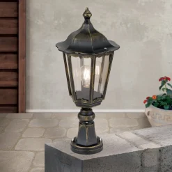 Sokkellamp Fabio in zwart-goud