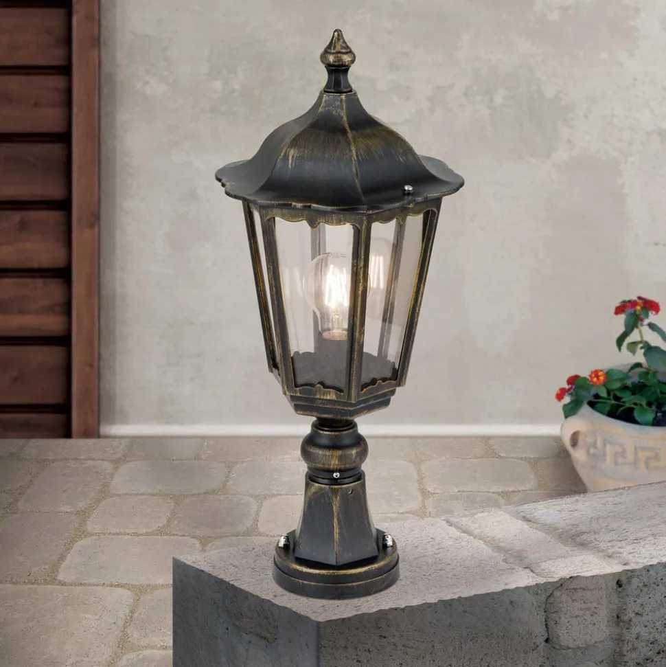 Sokkellamp Fabio in zwart-goud