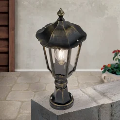 Sokkellamp Fabio in zwart-goud