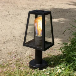 Sokkellamp Fia in matzwart met heldere glas