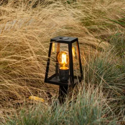 Sokkellamp Fia in matzwart met heldere glas