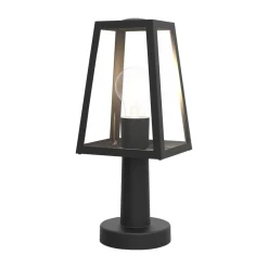 Sokkellamp Fia in matzwart met heldere glas