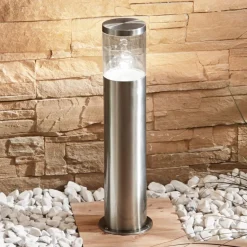 Sokkellamp Hanneli van roestvrij staal, rond