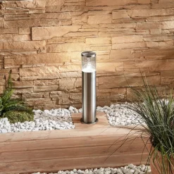 Sokkellamp Hanneli van roestvrij staal, rond