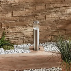 Sokkellamp Hanneli van roestvrij staal, rond