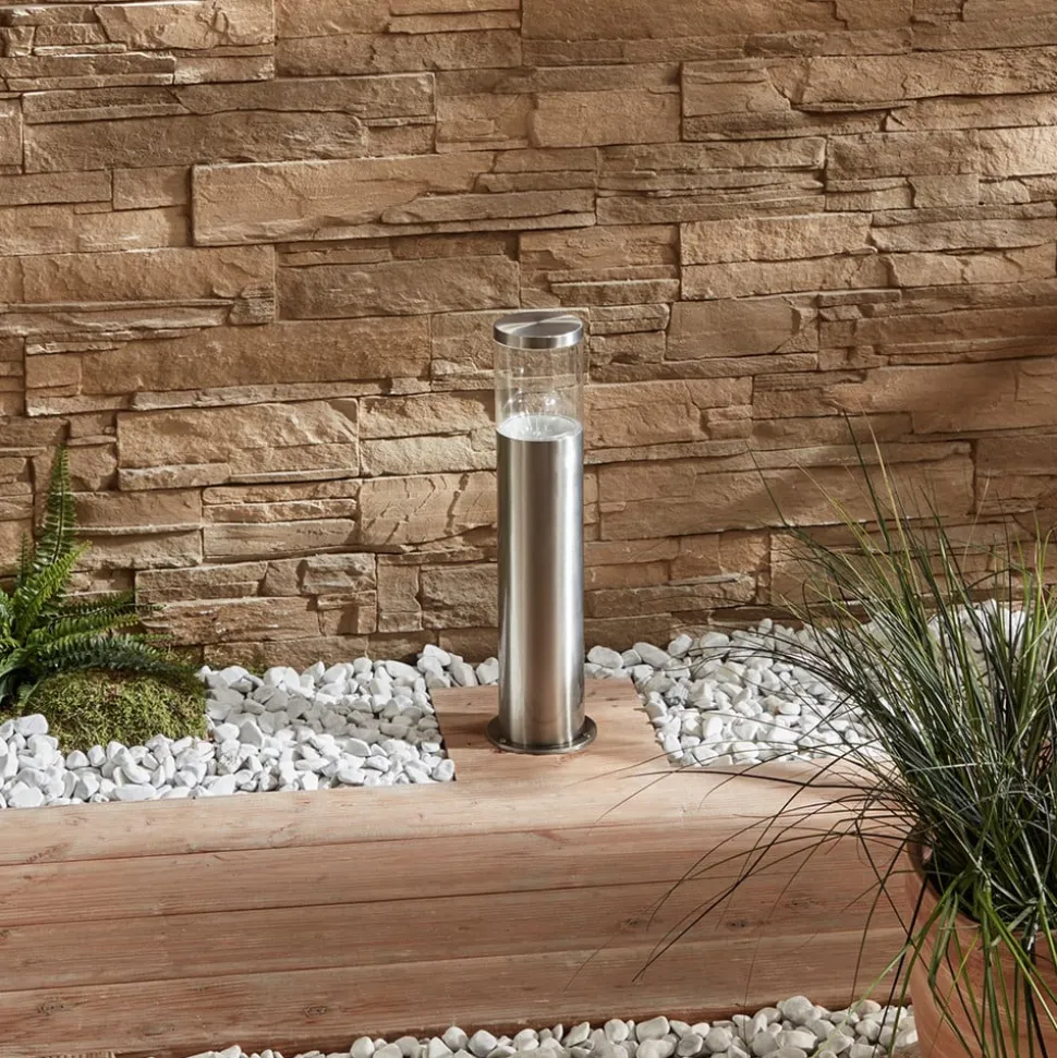 Sokkellamp Hanneli van roestvrij staal, rond