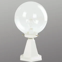 Sokkellamp I, wit, met bubbelglas