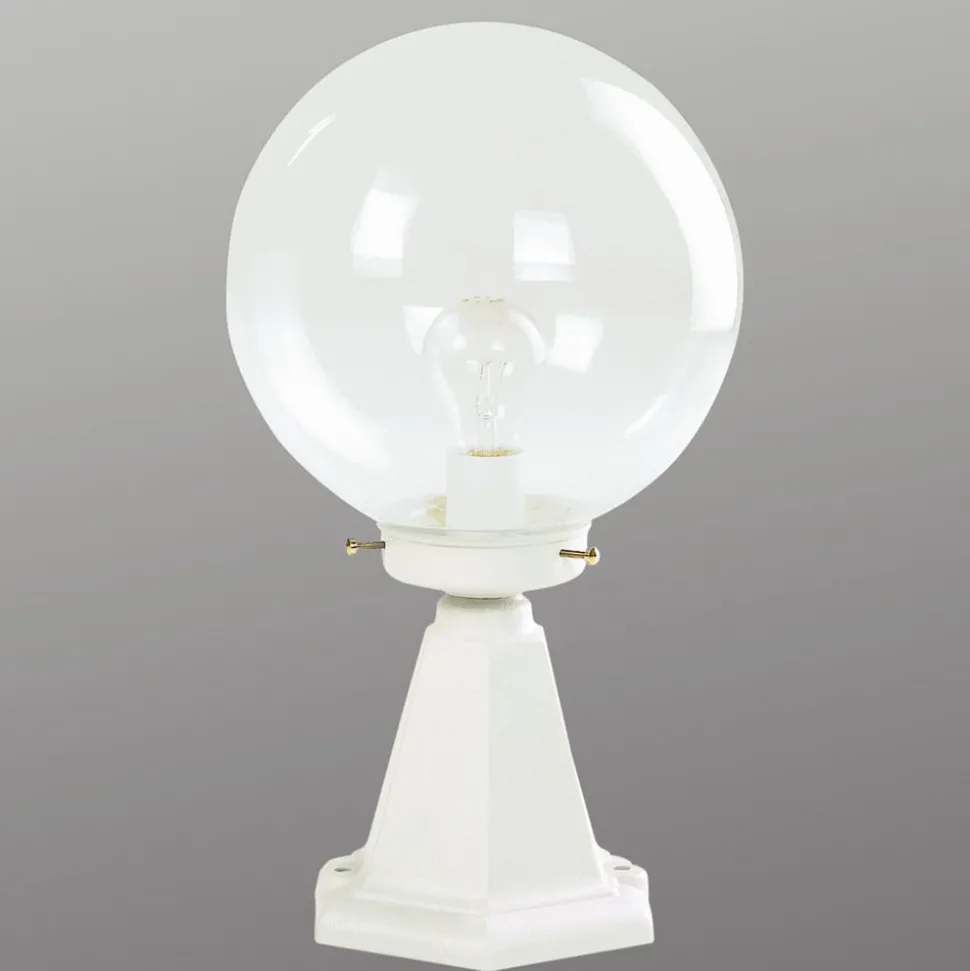 Sokkellamp I, wit, met bubbelglas