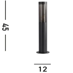 Sokkellamp, IP44, zwart, hoogte 45 cm, metaal