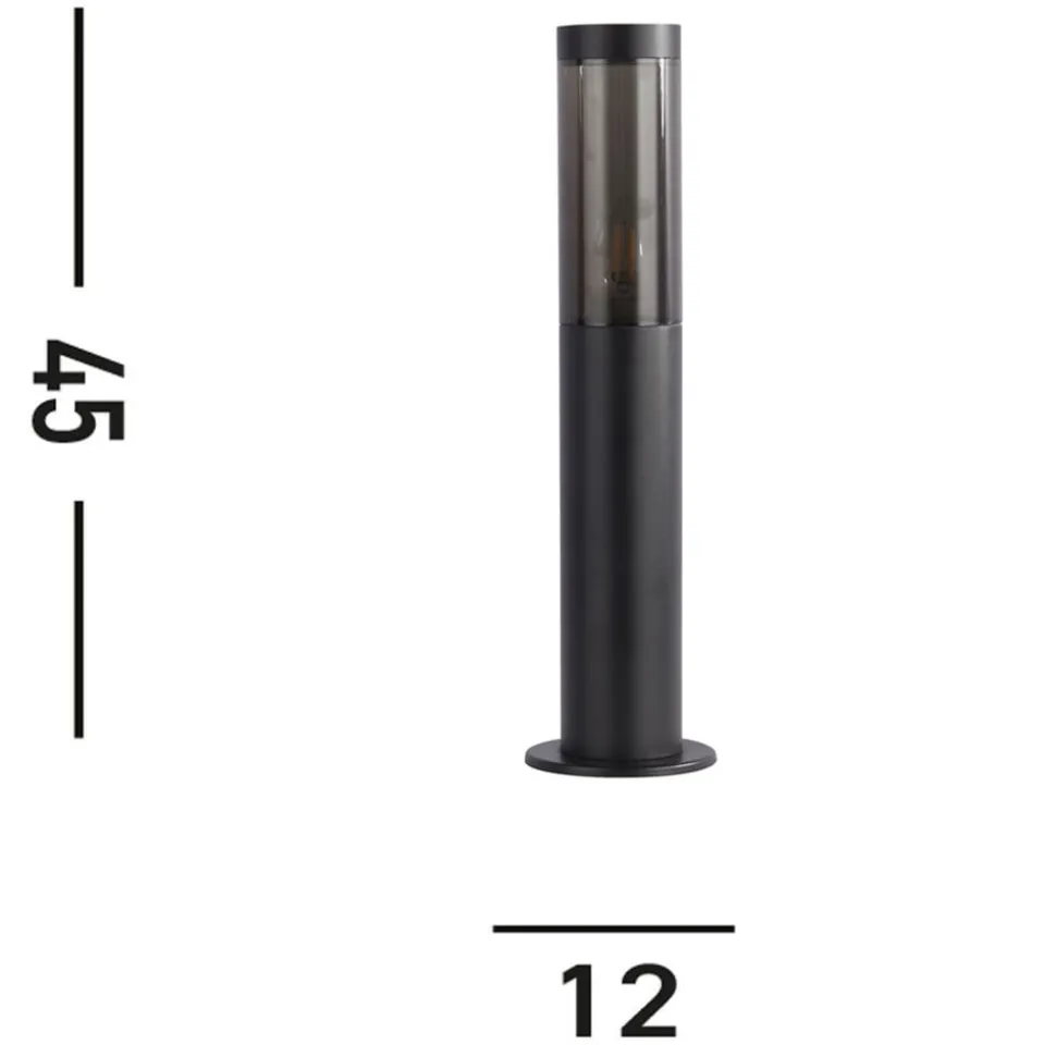 Sokkellamp, IP44, zwart, hoogte 45 cm, metaal