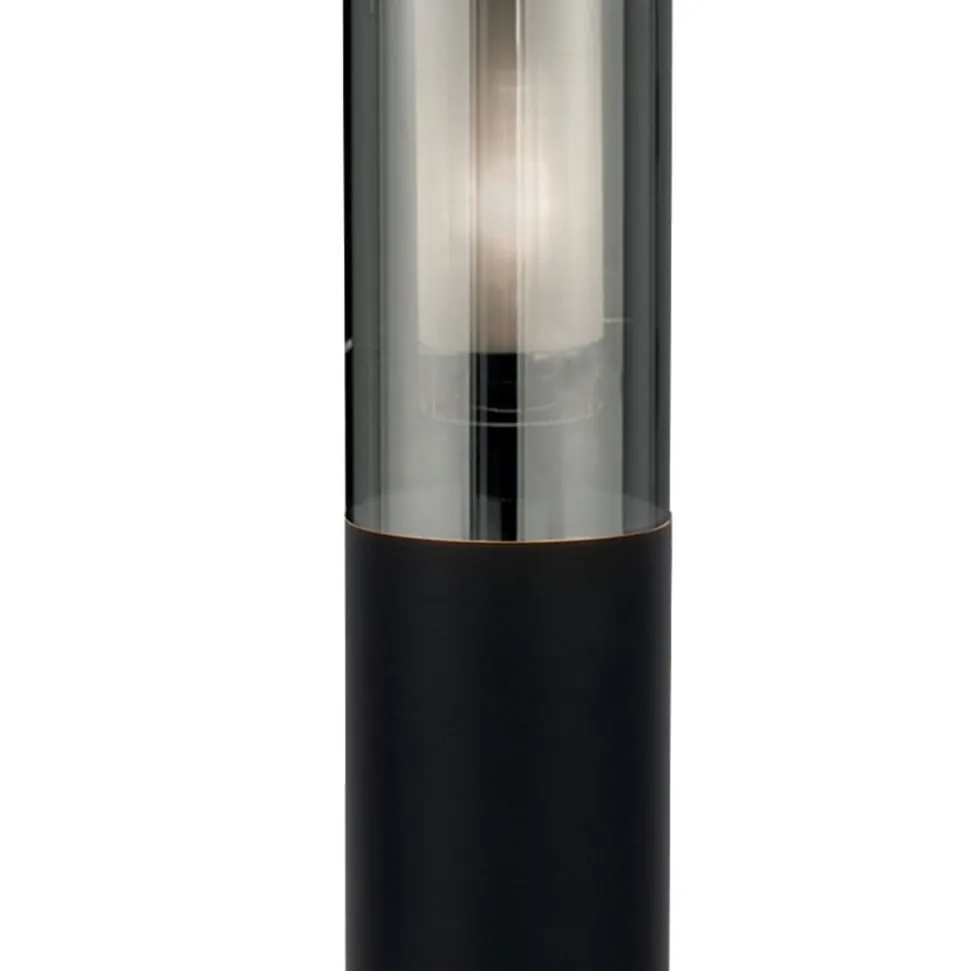 Sokkellamp, IP44, zwart, hoogte 45 cm, metaal