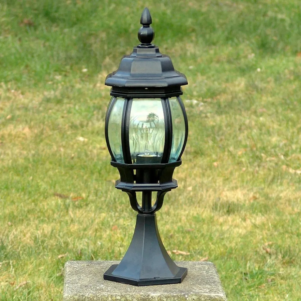 Sokkellamp Istria, zwart, aluminium, glas, hoogte 51 cm