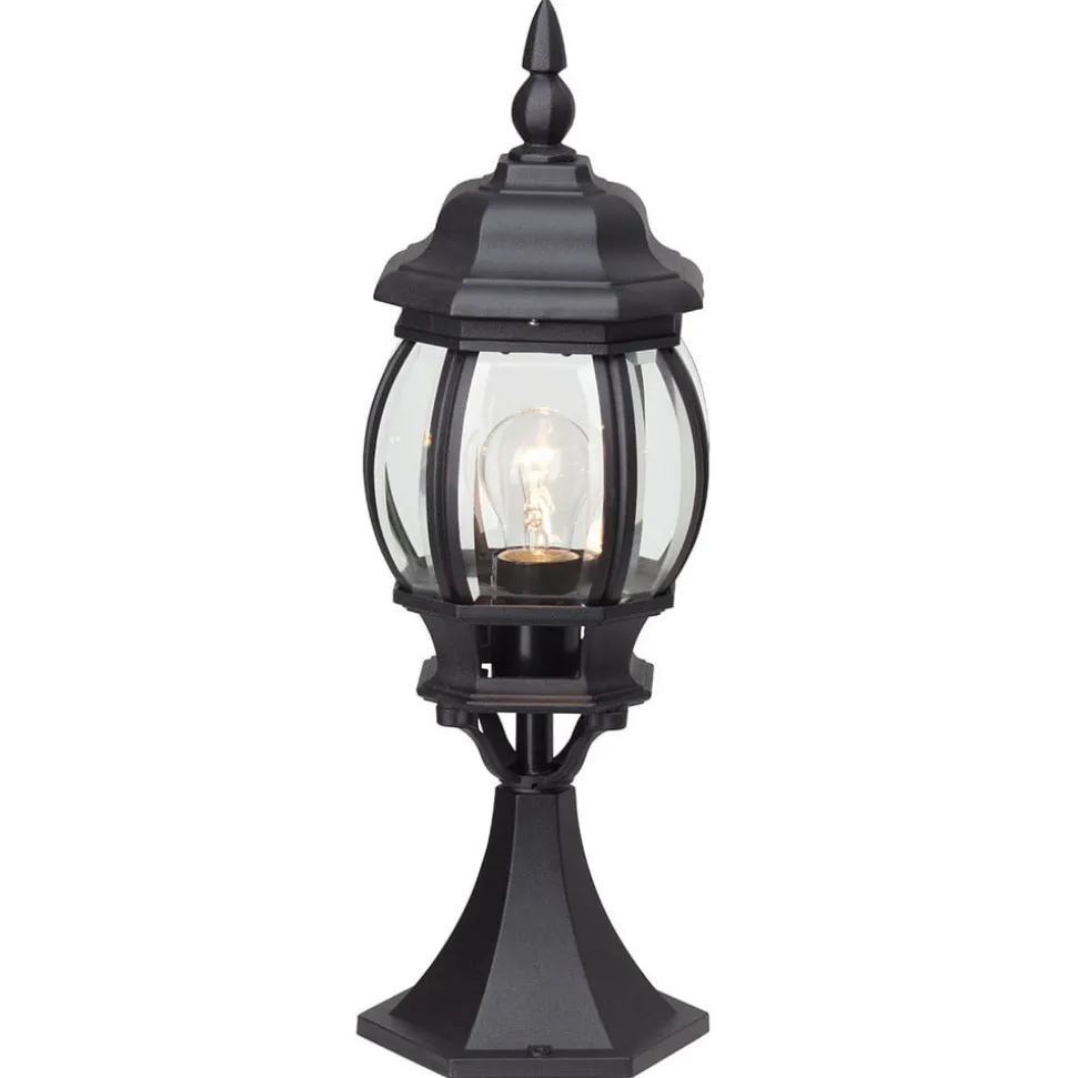 Sokkellamp Istria, zwart, aluminium, glas, hoogte 51 cm