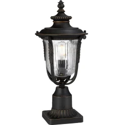 Sokkellamp Luverne met geribbeld glas