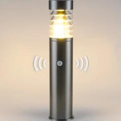 Sokkellamp Saturnus, roestvrij staal, hoogte 50 cm