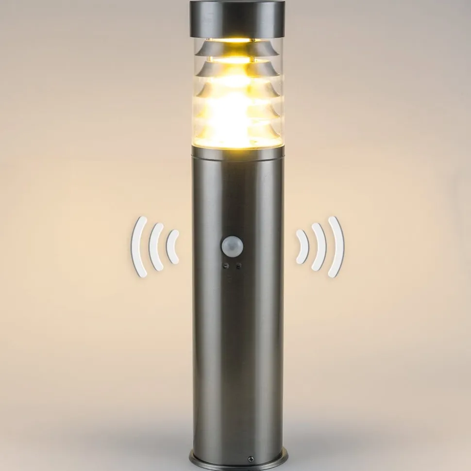 Sokkellamp Saturnus, roestvrij staal, hoogte 50 cm