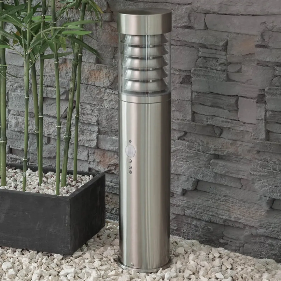 Sokkellamp Saturnus, roestvrij staal, hoogte 50 cm