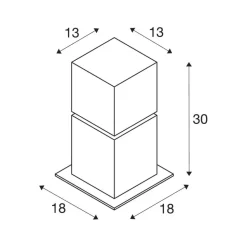 Sokkellamp SLV Square Pole, hoogte 30 cm, grijs, roestvrij staal