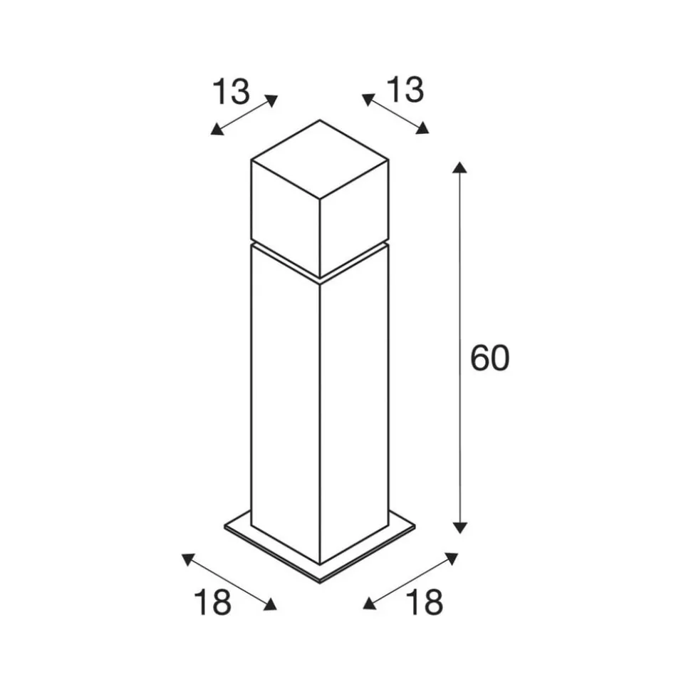 Sokkellamp SLV Square Pole, hoogte 60 cm, grijs, roestvrij staal