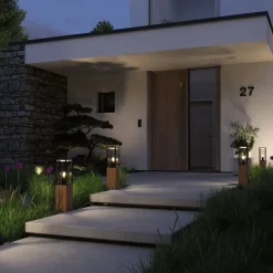 Sokkellamp Timba met hout, hoogte 60 cm