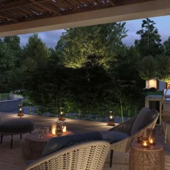 Sokkellamp Timba met hout, hoogte 40 cm