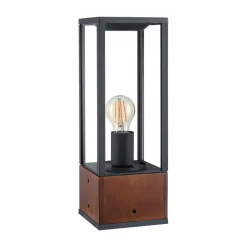 Sokkellamp Timba met hout, hoogte 40 cm