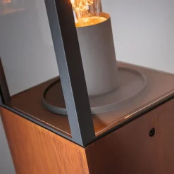 Sokkellamp Timba met hout, hoogte 40 cm