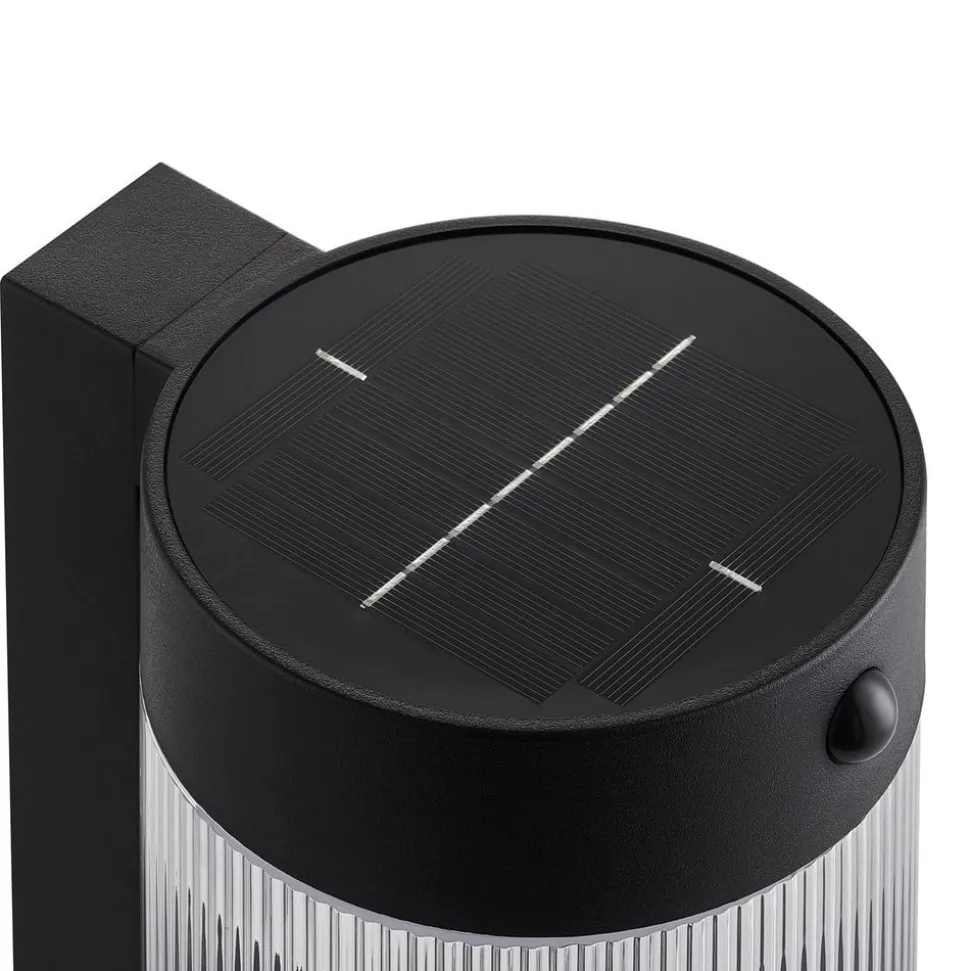 Solar buitenwandlamp Coupar, zwart, kunststof, IP44