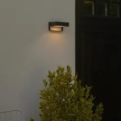 Solar LED buiten wandlamp Saulio, zwart, aluminium, IP44